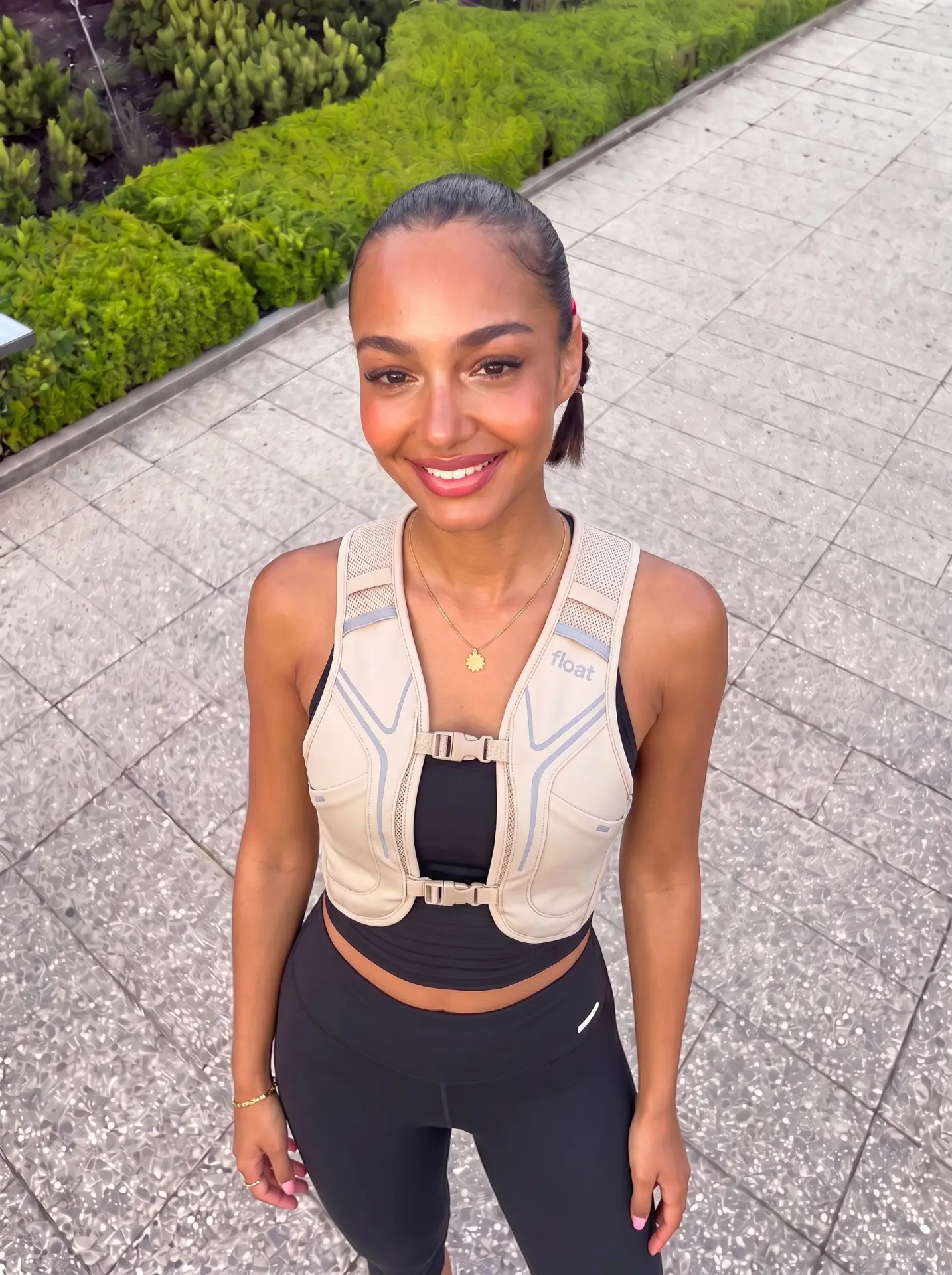 Smiling selfie in the Bone FLOAT Vest 01